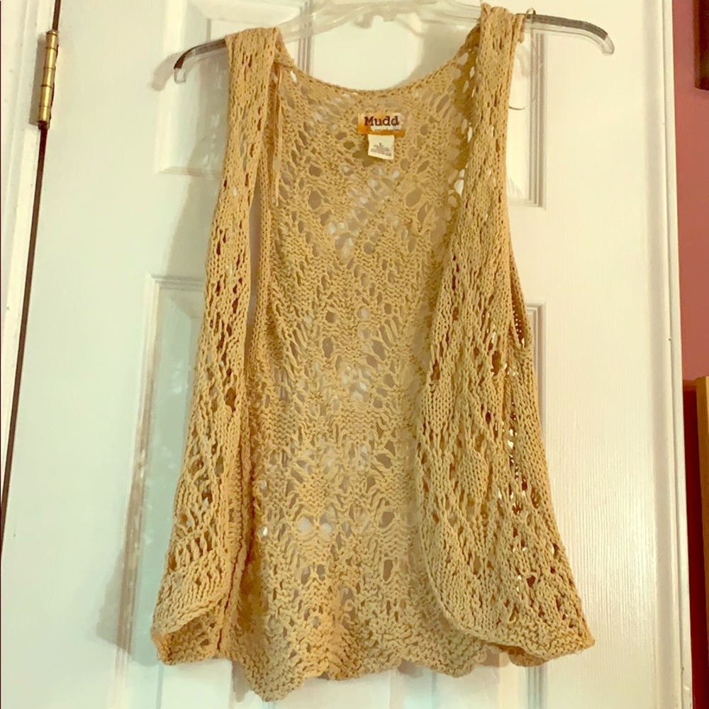 Mudd Crocheted Open Vest